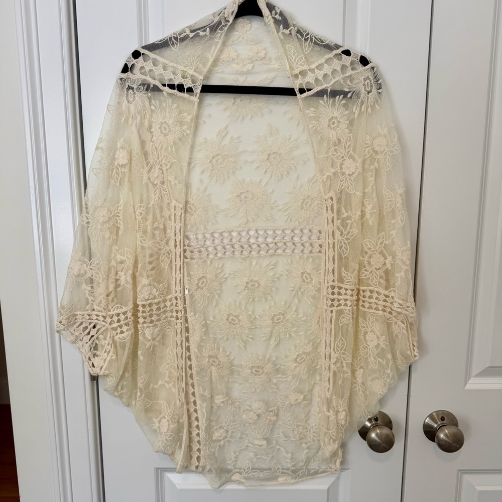 Anthro Floral Lace Shawl